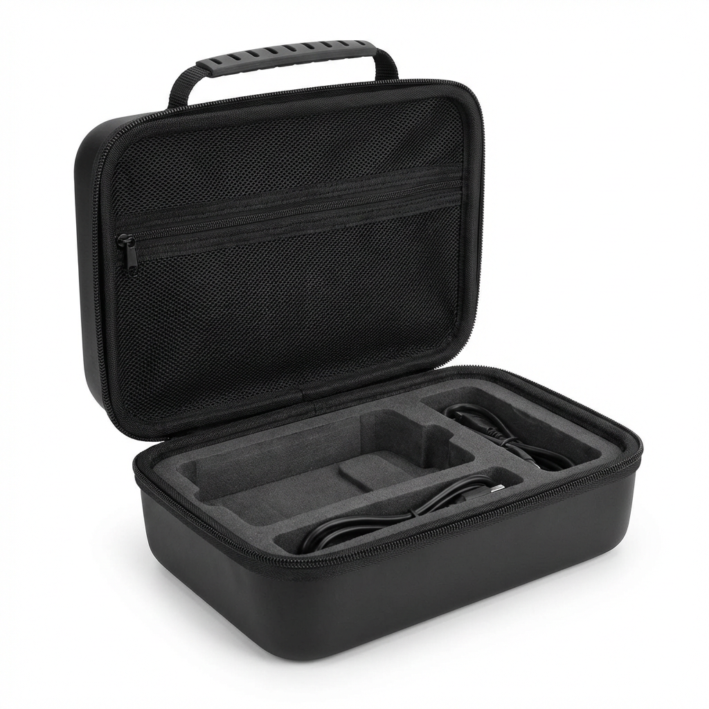 Mini projector hard shell carrying case interior detail
