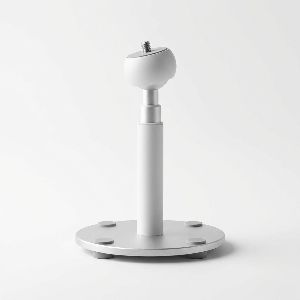 Desktop projector stand with visible mounting screw