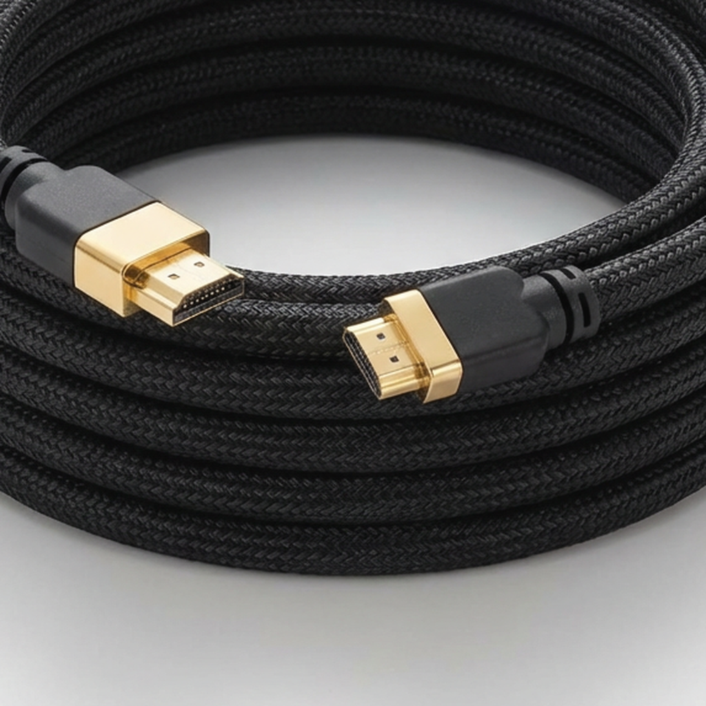 4K HDMI cable connector detail on light background
