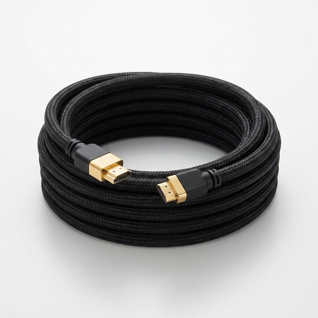 4K HDMI cable with visible connectors for projector setup