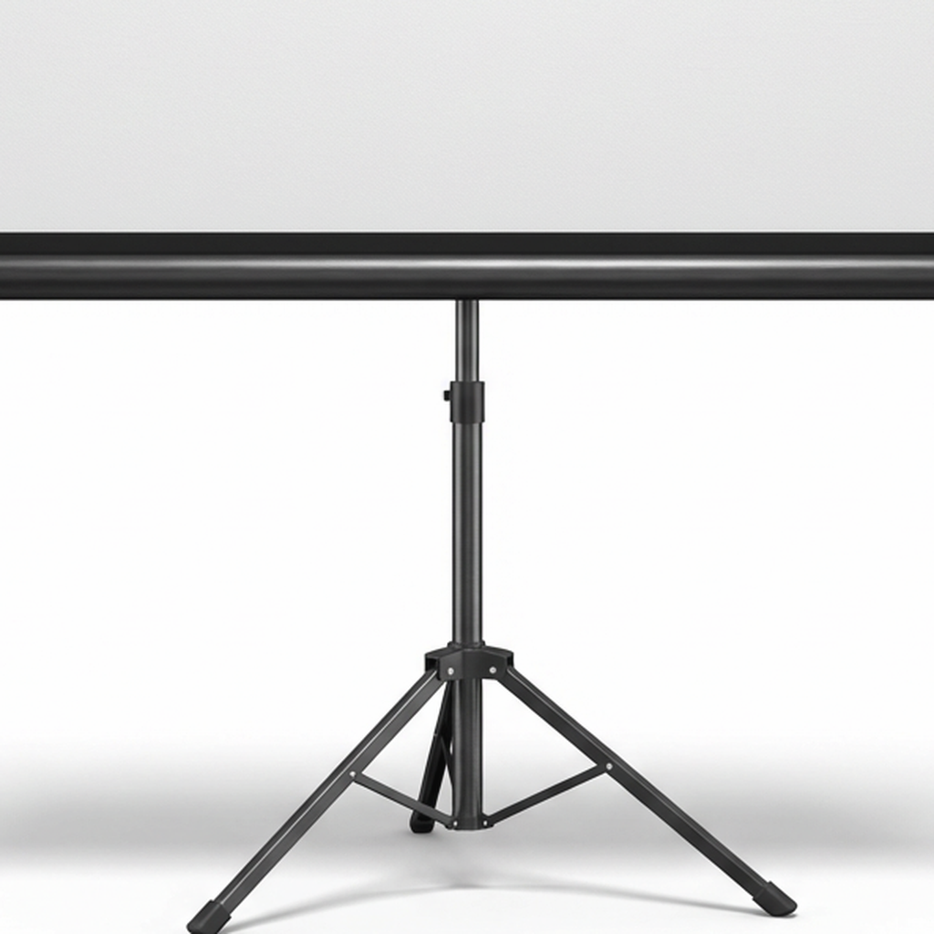 80 inch tripod projector screen stand detail on light background